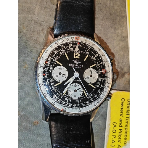 376 - Breitling Geneve Navitimer 806 3 Dial Watch Working With The Original Breitling Books Dated From The... 