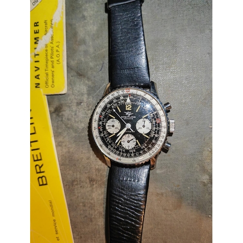 376 - Breitling Geneve Navitimer 806 3 Dial Watch Working With The Original Breitling Books Dated From The... 