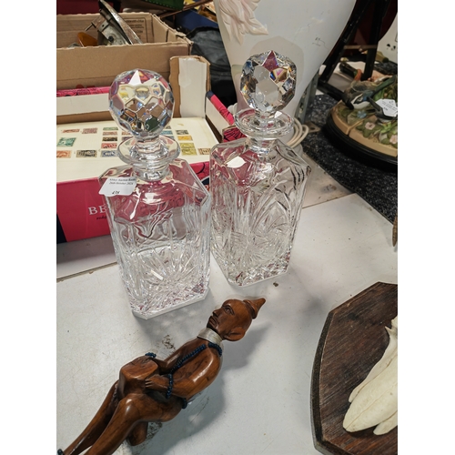 438 - 2 Cut Glass Crystal Decanters