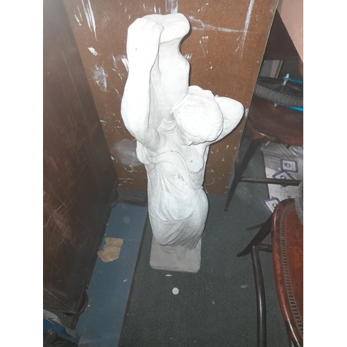 60 - Concrete Lady Holding Up Vase Garden Ornament