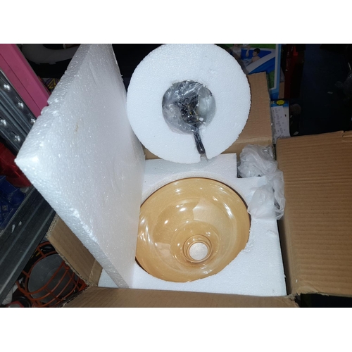 608 - Ceiling Light With Glass Shade In Box