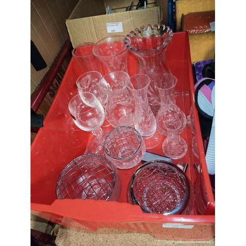 659 - Selection Of Cut Glass Crystal Glasses, Vases And Posey Bowls