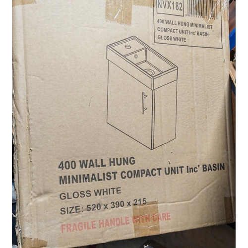 707 - 400 Wall Hung Minimalist Compact Unit Including Basin Unused In Box