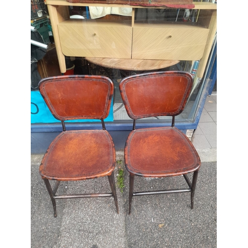 56 - Wrought Iron And Mahogany Table With 2 Matching Chairs With Leather Seats And Backs