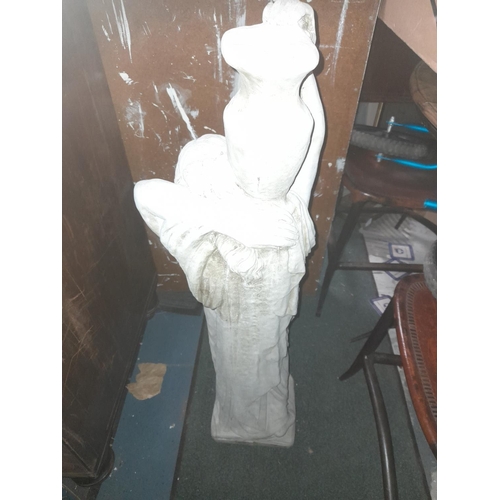 60 - Concrete Lady Holding Up Vase Garden Ornament