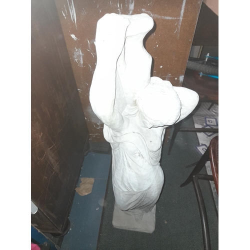 60 - Concrete Lady Holding Up Vase Garden Ornament