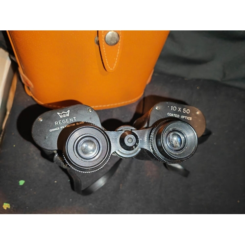 292 - Pair Of Large Regent Binoculars 10 X 50 Coated Optics In Case