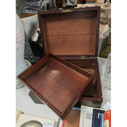 457 - Mahogany Box In Good Condition With Key