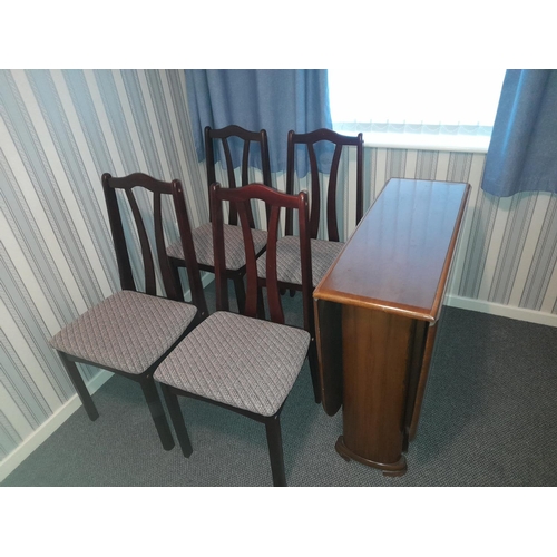 747 - 1930's Drop Leaf Table With A Set Of 4 Modern Chairs