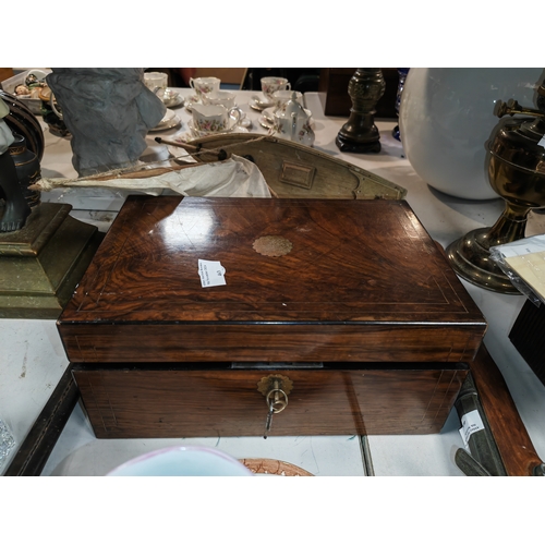 463 - Mahogany Writing Box With Key In Good Condition