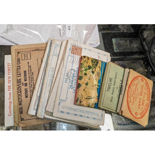 412 - Pile Of Vintage Souvenir Photograph Letter Cards & Snapshot Envelopes Inc Folkestone, Deal, Torquay ... 