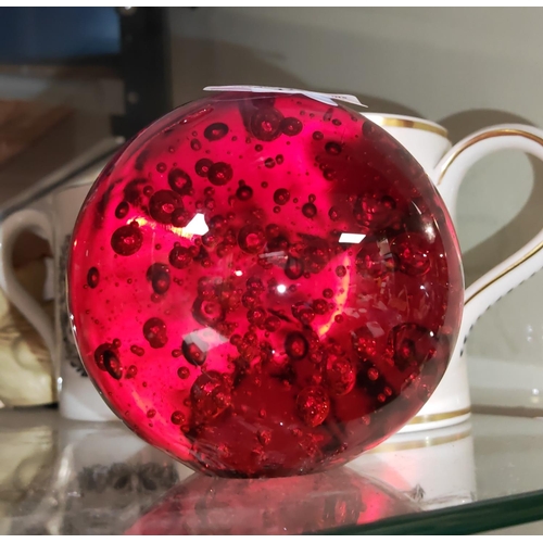 422 - Large Red Bubble Patterned Paperweight