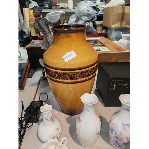 515 - Large Amber Coloured Vase Cinque Ports Rye