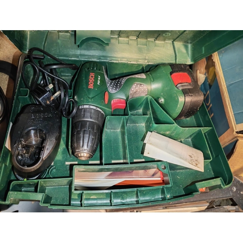 598 - Bosch Cordless Drill In Case With Battery And Charger Working