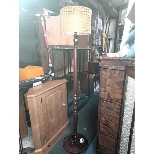 48 - Wooden Standard Lamp With Shade