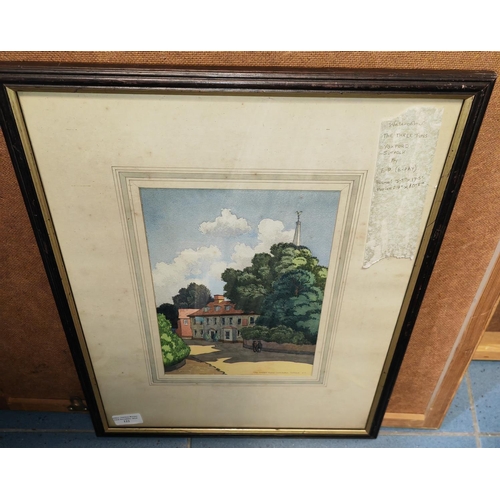 122 - 3 Original Watercolours By E Pay Including Country House, Water Mill & Three Tins In Yoxford Surrey