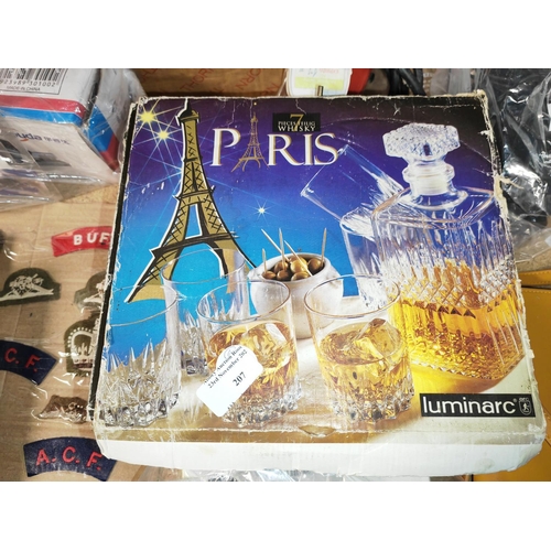 207 - Luminarc Paris Whiskey Decanter And 6 Tumblers In Box