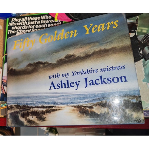 252 - Art Books Ashley Jackson Signed With Sketch, Fifty Golden Years Yorkshire Mistress, 60 Full Page Col... 