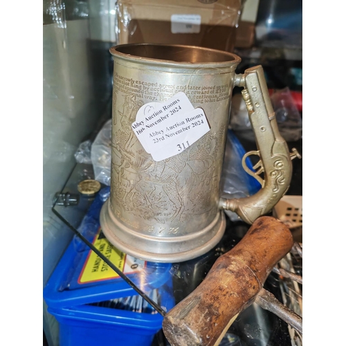 311 - Decorative Pewter Tankard Plus Boring Tools