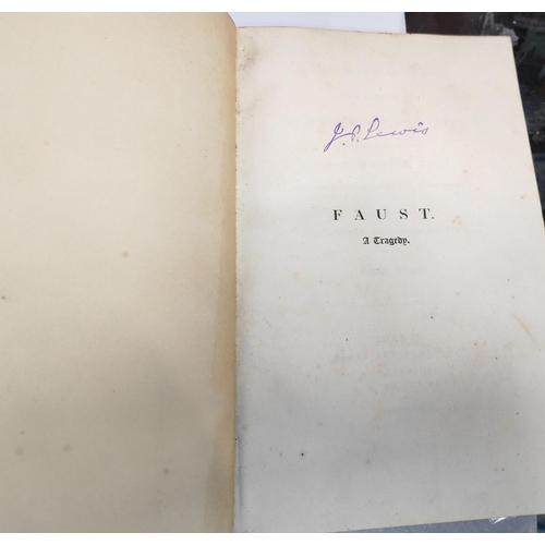 411 - Faust Tragedy In Two Parts By Wolfgang Goethe, 2 Volume Set, 1839 & 1843, Very Early English Transla... 