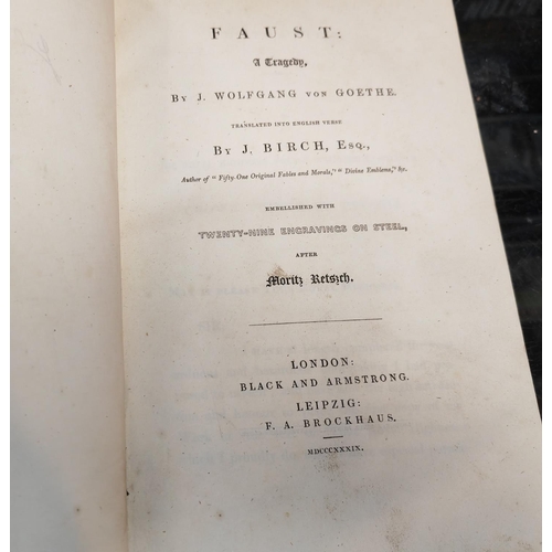 411 - Faust Tragedy In Two Parts By Wolfgang Goethe, 2 Volume Set, 1839 & 1843, Very Early English Transla... 