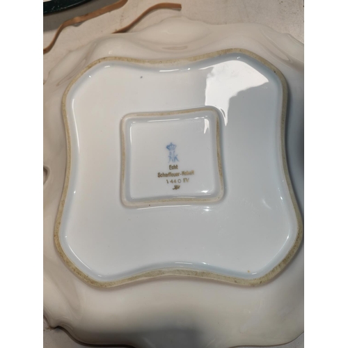 465 - Echt Scharffeuer-Kobalt Floral Square Shaped Serving Dish With Handle