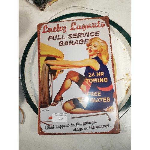 467 - Lucky Lugnuts Tin Plate Sign  Plus A John Smith Serving Tray