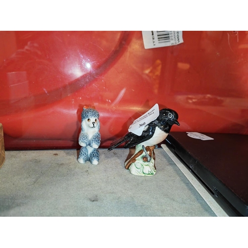 360 - Beswick Stonechat Bird Plus A Wade Poodle Dog