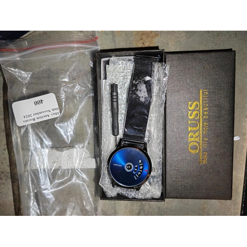 400 - Oruss Blue Faced Metal Strap Unused