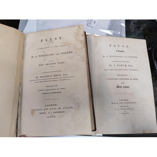 410 - Faust Tragedy In Two Parts By Wolfgang Goethe, 2 Volume Set, 1839 & 1843, Very Early English Transla... 