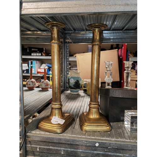 538 - Pair Of Large Brass Candlesticks