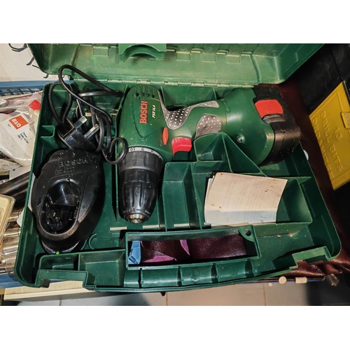 627 - Bosch Cordless Drill In Case With Battery And Charger Working