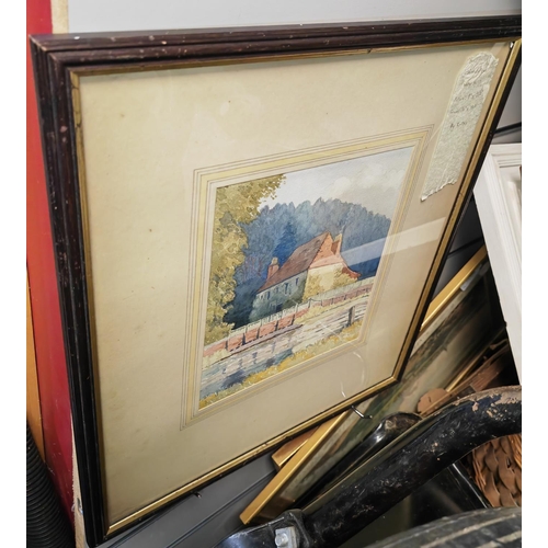 124 - 3 Original Watercolours By E Pay Including Country House, Water Mill & Three Tins In Yoxford Surrey