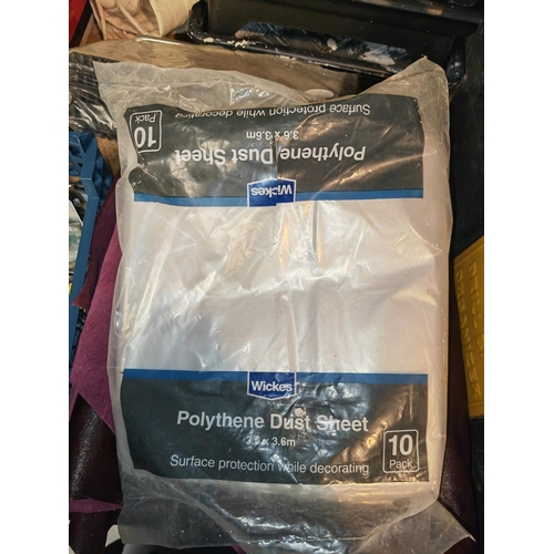 632 - Box Of Diy Items Plus Dust Sheet And Tarpaulin