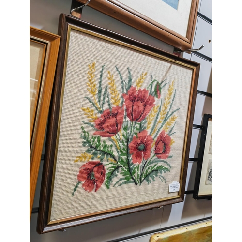 110 - Framed Tapestry Of Flowers