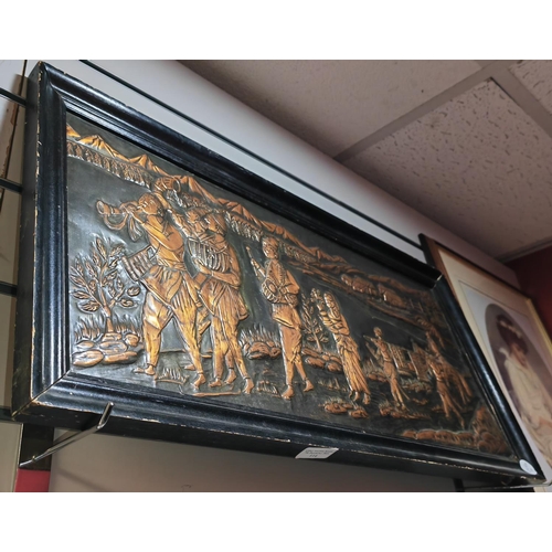 114 - Long Framed Brass Picture