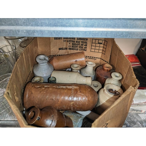 188 - Box Of Earthenware Bottles