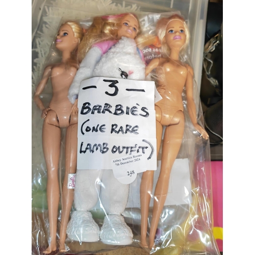 248 - 3 Barbie Dolls With Rare Lamb Outfit