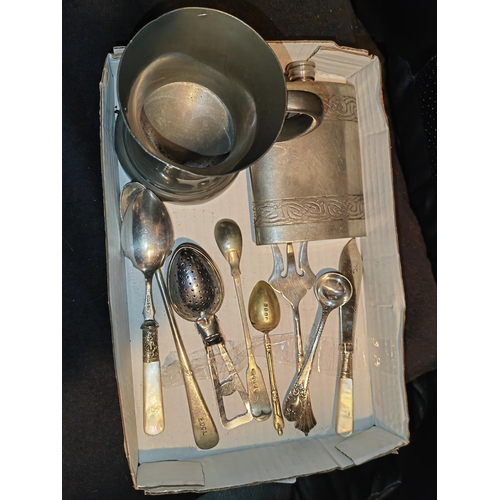 281 - Celtic Hip Flask/Pewter Tankard And Cutlery