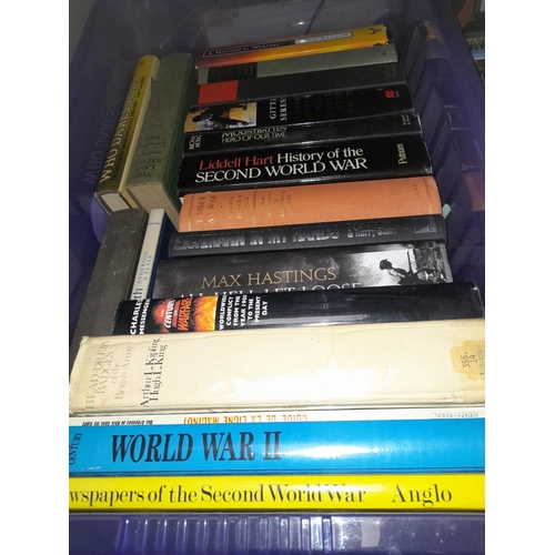 30 - 2 Boxes Of World War Two Books, WwII,  Military, Rommel, Nazi, Russia & More