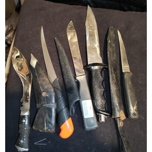 307 - 5 Various Knives Including Fishing Knives And Kukri Knife