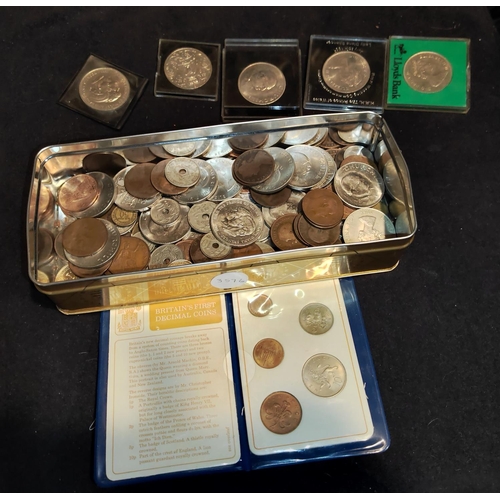 312 - Tin Of Vintage Coins