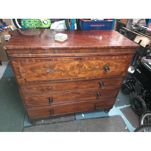 87 - Oversized Mahogany Secretaire Chest Of Drawers In Need Of A Little T L C