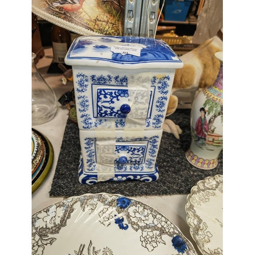 461 - China Blue And White Small Chest Of Drawers