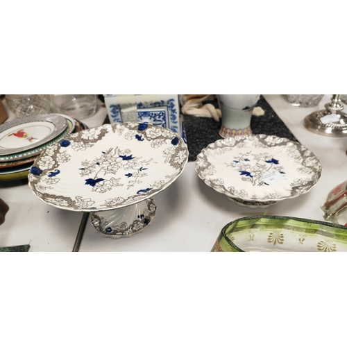 475 - 2 Spode Floral Patterned Cake Stands