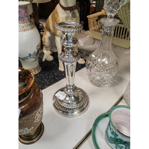 478 - Single Antique Silver Plated Candle Stick