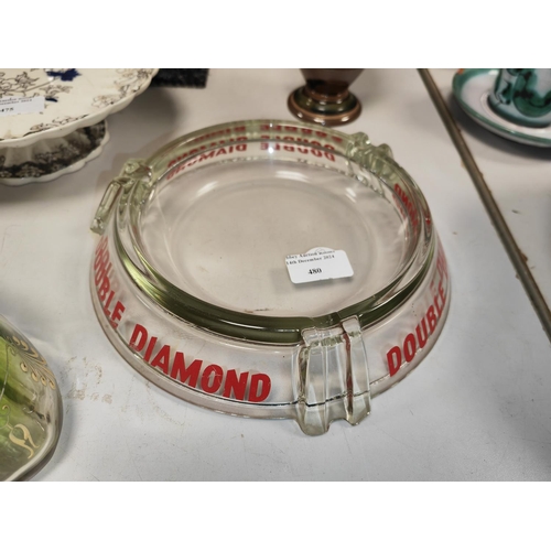 480 - Glass Double Diamond Ashtray