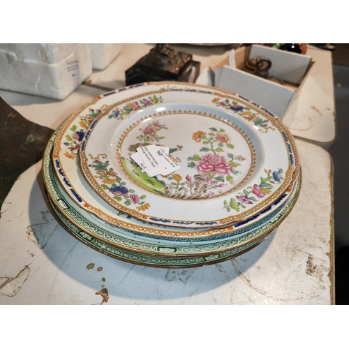 496 - Stack Of Oriental Floral Patterned Plates Including Spode