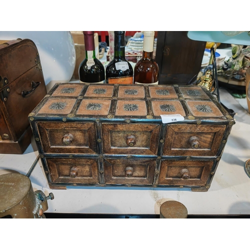 538 - Small Wooden Multi Drawer Chest With Contents