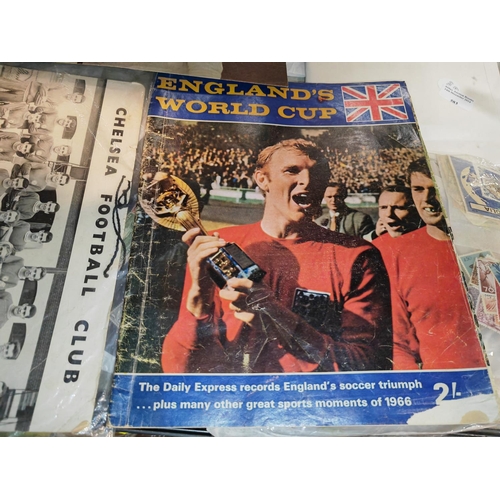 573 - England World Cup 1966 Booklet Plus, Vintage Chelsea Team Photographs And A Signed Alen Mullary Pict... 